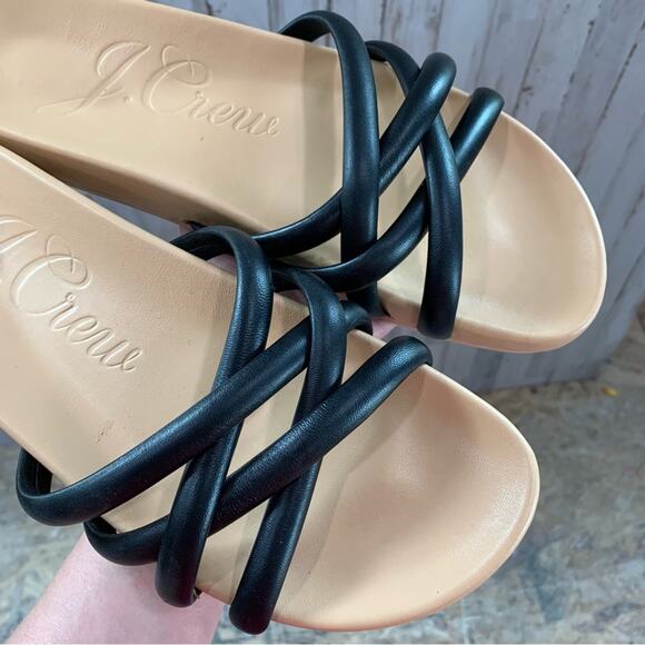 J. Crew Pacific Cushy Strap Sandals Black Leather Upper - Picture 3 of 6